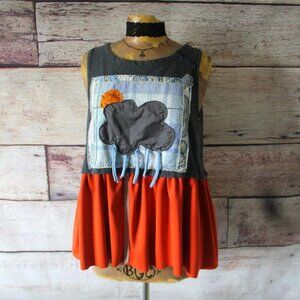 UPCYCLED Whimsical Cute Cloud Ruffle Peplum Tunic TANK TOP Size: Large